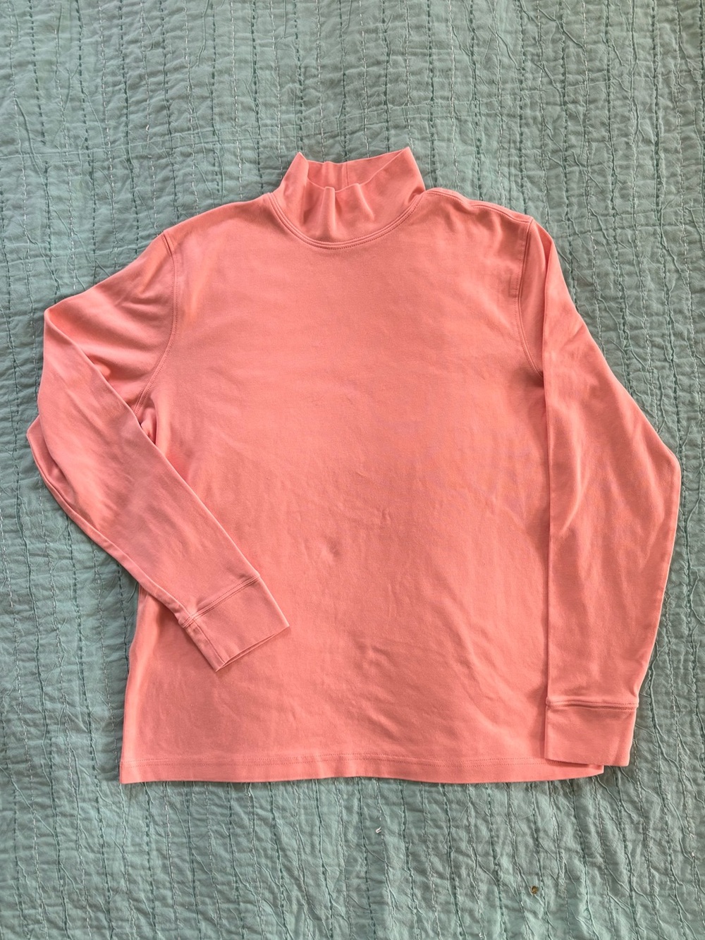 Fall Staple Vintage Lands' End Coral Pink Mock Neck Long Sleeve Top